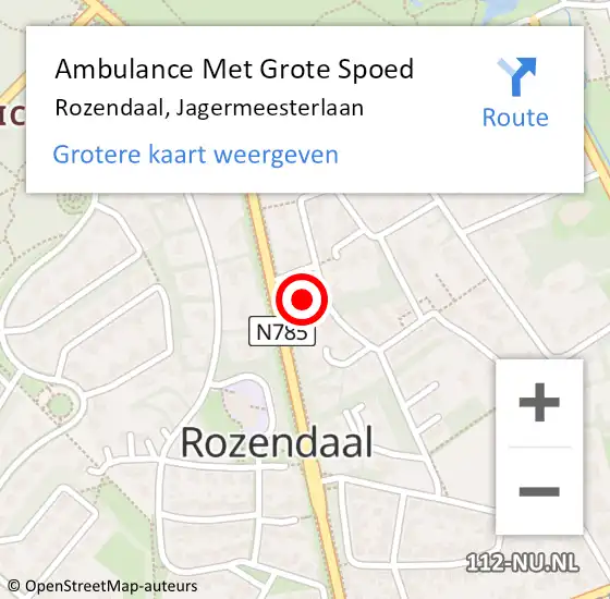 Locatie op kaart van de 112 melding: Ambulance Met Grote Spoed Naar Rozendaal, Jagermeesterlaan op 15 oktober 2017 21:31