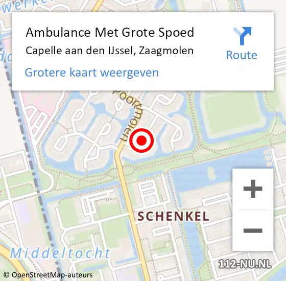Locatie op kaart van de 112 melding: Ambulance Met Grote Spoed Naar Capelle aan den IJssel, Zaagmolen op 15 oktober 2017 22:08