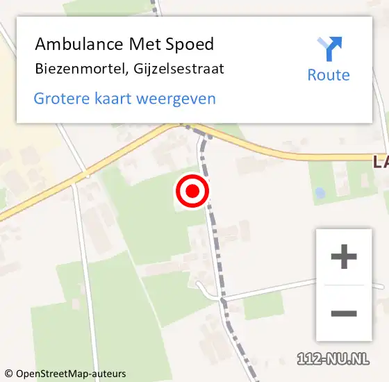 Locatie op kaart van de 112 melding: Ambulance Met Spoed Naar Biezenmortel, Gijzelsestraat op 15 oktober 2017 23:42