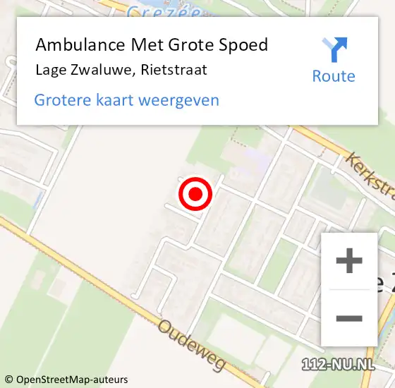 Locatie op kaart van de 112 melding: Ambulance Met Grote Spoed Naar Lage Zwaluwe, Rietstraat op 16 oktober 2017 00:36