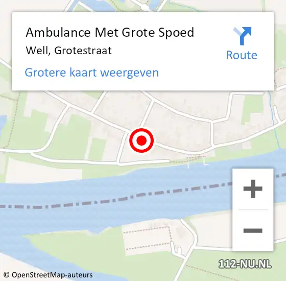 Locatie op kaart van de 112 melding: Ambulance Met Grote Spoed Naar Well, Grotestraat op 16 oktober 2017 00:51