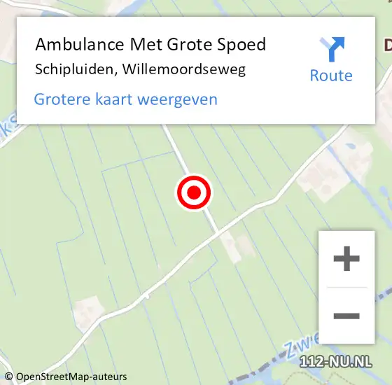 Locatie op kaart van de 112 melding: Ambulance Met Grote Spoed Naar Schipluiden, Willemoordseweg op 16 oktober 2017 01:03