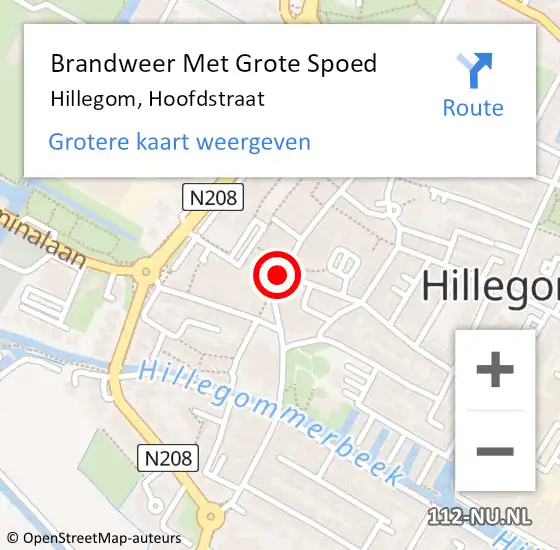 Locatie op kaart van de 112 melding: Brandweer Met Grote Spoed Naar Hillegom, Hoofdstraat op 16 oktober 2017 01:15