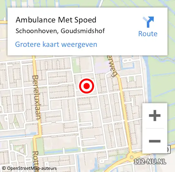 Locatie op kaart van de 112 melding: Ambulance Met Spoed Naar Schoonhoven, Goudsmidshof op 16 oktober 2017 01:19