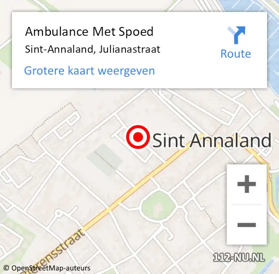 Locatie op kaart van de 112 melding: Ambulance Met Spoed Naar Sint-Annaland, Julianastraat op 16 oktober 2017 02:40