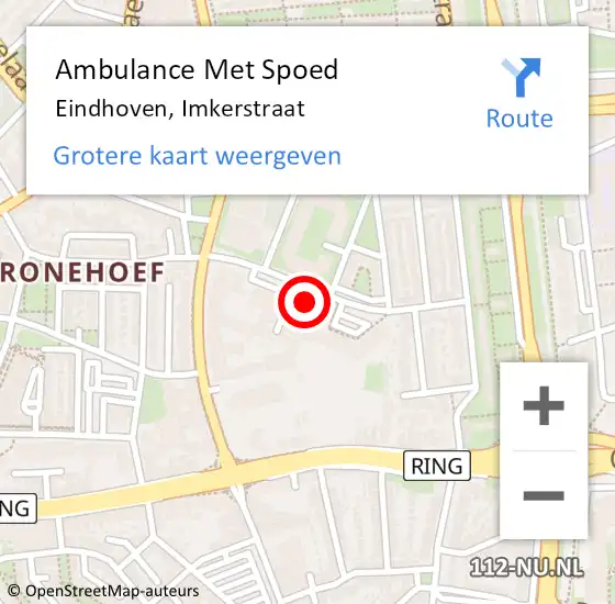Locatie op kaart van de 112 melding: Ambulance Met Spoed Naar Eindhoven, Imkerstraat op 16 oktober 2017 02:40