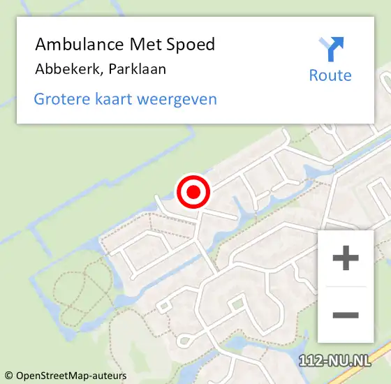 Locatie op kaart van de 112 melding: Ambulance Met Spoed Naar Abbekerk, Parklaan op 16 oktober 2017 02:51