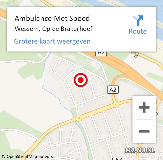 Locatie op kaart van de 112 melding: Ambulance Met Spoed Naar Wessem, Op de Brakerhoef op 16 oktober 2017 03:24