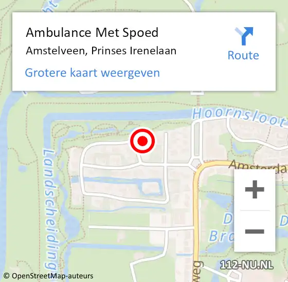 Locatie op kaart van de 112 melding: Ambulance Met Spoed Naar Amstelveen, Prinses Irenelaan op 16 oktober 2017 05:05