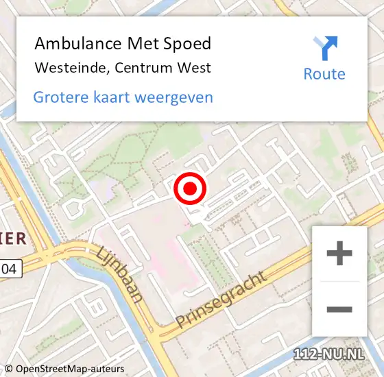 Locatie op kaart van de 112 melding: Ambulance Met Spoed Naar Westeinde, Centrum West op 4 februari 2014 10:39