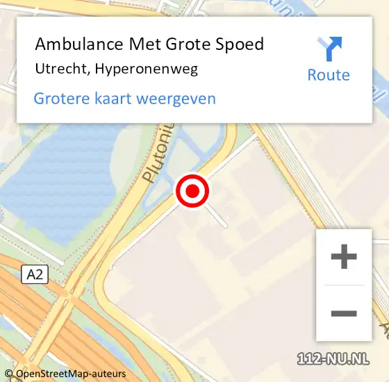 Locatie op kaart van de 112 melding: Ambulance Met Grote Spoed Naar Utrecht, Hyperonenweg op 16 oktober 2017 06:52