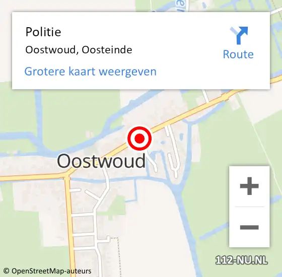 Locatie op kaart van de 112 melding: Politie Oostwoud, Oosteinde op 16 oktober 2017 07:06