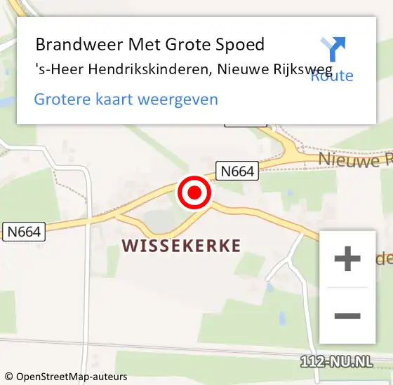 Locatie op kaart van de 112 melding: Brandweer Met Grote Spoed Naar 's-Heer Hendrikskinderen, Nieuwe Rijksweg op 16 oktober 2017 07:15