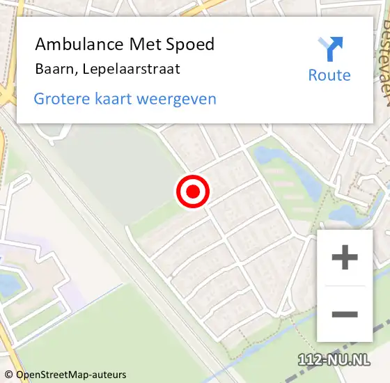 Locatie op kaart van de 112 melding: Ambulance Met Spoed Naar Baarn, Lepelaarstraat op 16 oktober 2017 07:41