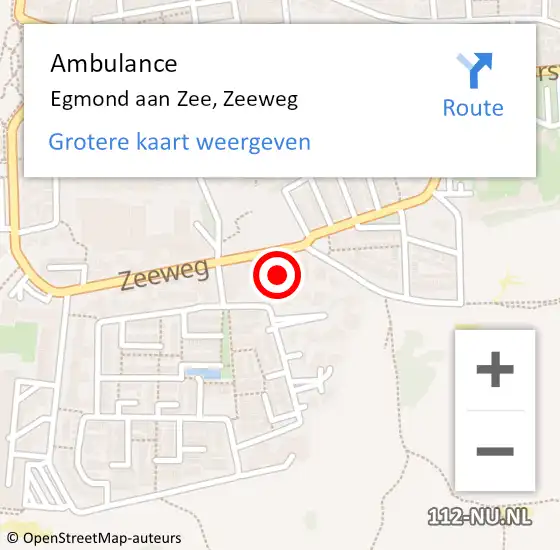 Locatie op kaart van de 112 melding: Ambulance Egmond aan Zee, Zeeweg op 16 oktober 2017 08:08