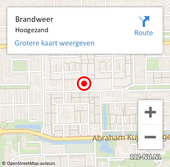 Locatie op kaart van de 112 melding: Brandweer Hoogezand op 16 oktober 2017 09:14