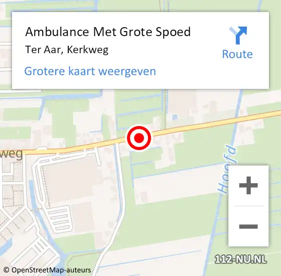 Locatie op kaart van de 112 melding: Ambulance Met Grote Spoed Naar Ter Aar, Kerkweg op 16 oktober 2017 09:17