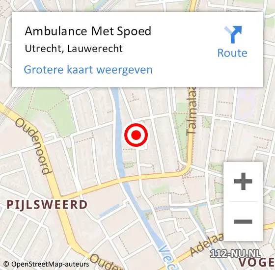 Locatie op kaart van de 112 melding: Ambulance Met Spoed Naar Utrecht, Lauwerecht op 16 oktober 2017 10:09
