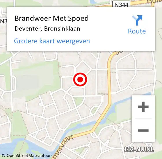 Locatie op kaart van de 112 melding: Brandweer Met Spoed Naar Deventer, Bronsinklaan op 16 oktober 2017 10:15