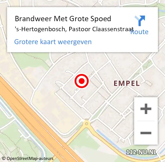 Locatie op kaart van de 112 melding: Brandweer Met Grote Spoed Naar 's-Hertogenbosch, Pastoor Claassenstraat op 16 oktober 2017 10:37