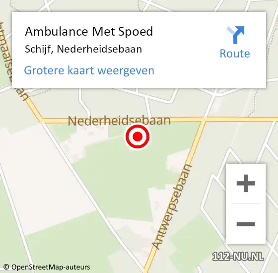 Locatie op kaart van de 112 melding: Ambulance Met Spoed Naar Schijf, Nederheidsebaan op 16 oktober 2017 11:11