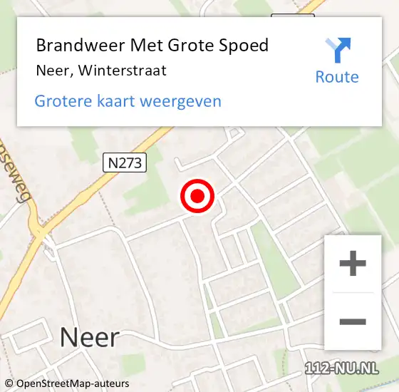 Locatie op kaart van de 112 melding: Brandweer Met Grote Spoed Naar Neer, Winterstraat op 16 oktober 2017 11:15