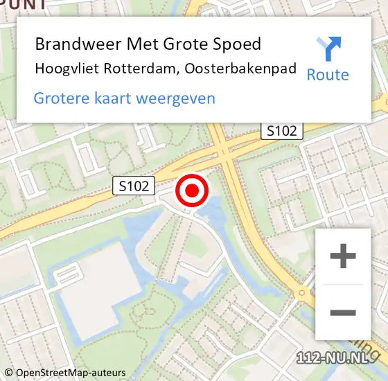 Locatie op kaart van de 112 melding: Brandweer Met Grote Spoed Naar Hoogvliet Rotterdam, Oosterbakenpad op 16 oktober 2017 12:03