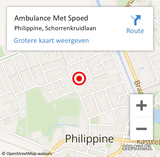 Locatie op kaart van de 112 melding: Ambulance Met Spoed Naar Philippine, Schorrenkruidlaan op 16 oktober 2017 12:13