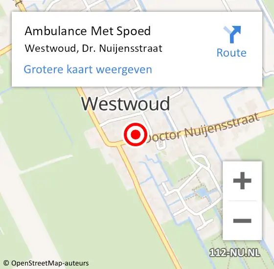 Locatie op kaart van de 112 melding: Ambulance Met Spoed Naar Westwoud, Dr. Nuijensstraat op 16 oktober 2017 12:20