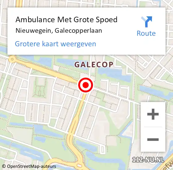 Locatie op kaart van de 112 melding: Ambulance Met Grote Spoed Naar Nieuwegein, Galecopperlaan op 16 oktober 2017 12:53