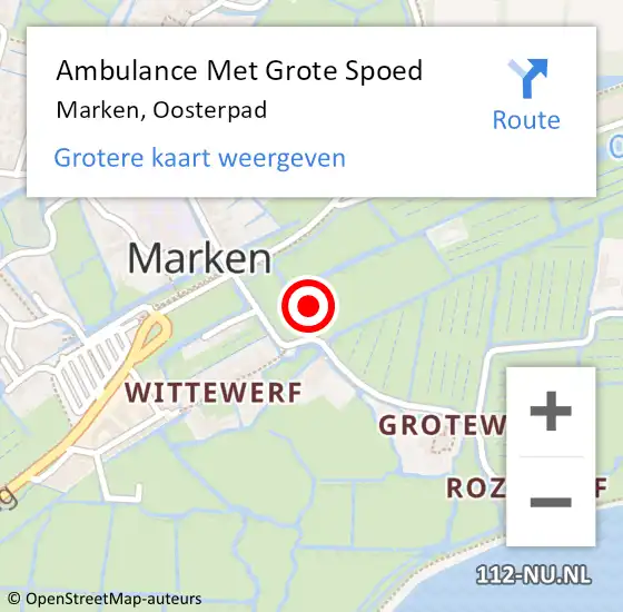 Locatie op kaart van de 112 melding: Ambulance Met Grote Spoed Naar Marken, Oosterpad op 16 oktober 2017 13:08