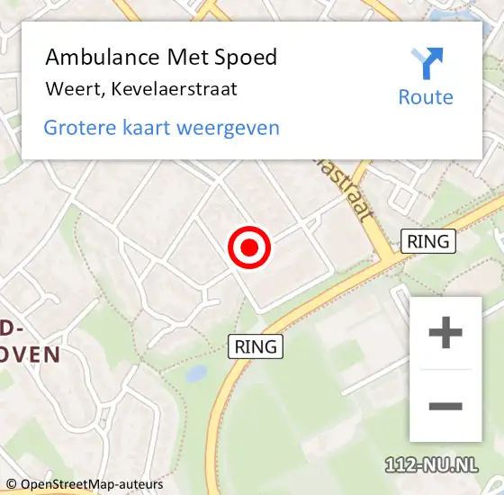 Locatie op kaart van de 112 melding: Ambulance Met Spoed Naar Weert, Kevelaerstraat op 16 oktober 2017 13:09