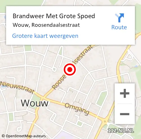 Locatie op kaart van de 112 melding: Brandweer Met Grote Spoed Naar Wouw, Roosendaalsestraat op 16 oktober 2017 13:09