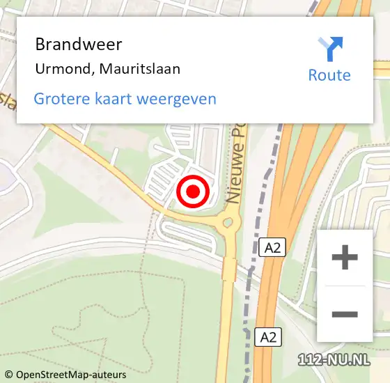 Locatie op kaart van de 112 melding: Brandweer Urmond, Mauritslaan op 4 februari 2014 11:18