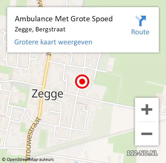 Locatie op kaart van de 112 melding: Ambulance Met Grote Spoed Naar Zegge, Bergstraat op 16 oktober 2017 14:01