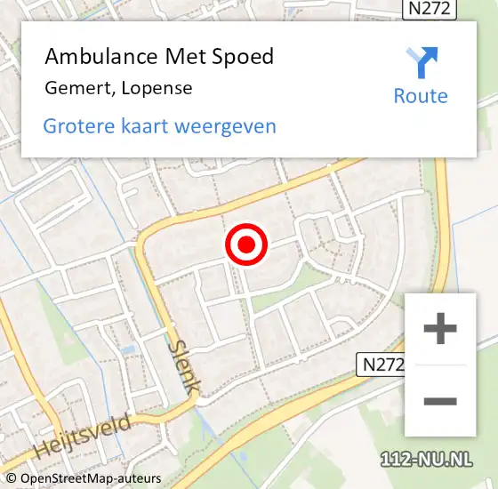 Locatie op kaart van de 112 melding: Ambulance Met Spoed Naar Gemert, Lopense op 16 oktober 2017 14:15