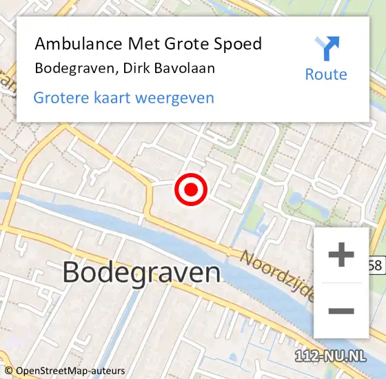 Locatie op kaart van de 112 melding: Ambulance Met Grote Spoed Naar Bodegraven, Dirk Bavolaan op 16 oktober 2017 14:26