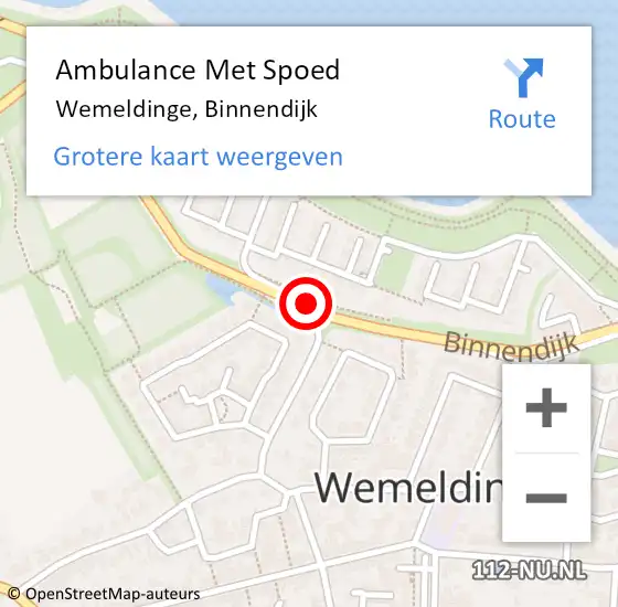 Locatie op kaart van de 112 melding: Ambulance Met Spoed Naar Wemeldinge, Binnendijk op 16 oktober 2017 15:01