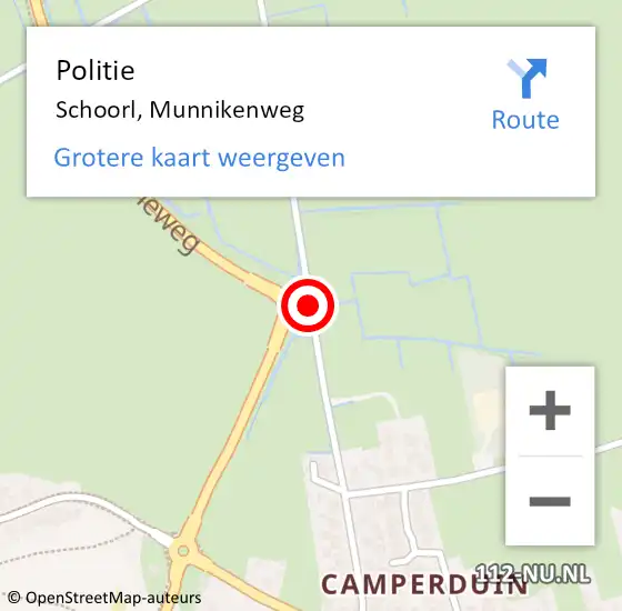 Locatie op kaart van de 112 melding: Politie Schoorl, Munnikenweg op 16 oktober 2017 15:01