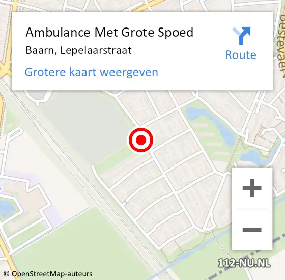 Locatie op kaart van de 112 melding: Ambulance Met Grote Spoed Naar Baarn, Lepelaarstraat op 16 oktober 2017 15:05