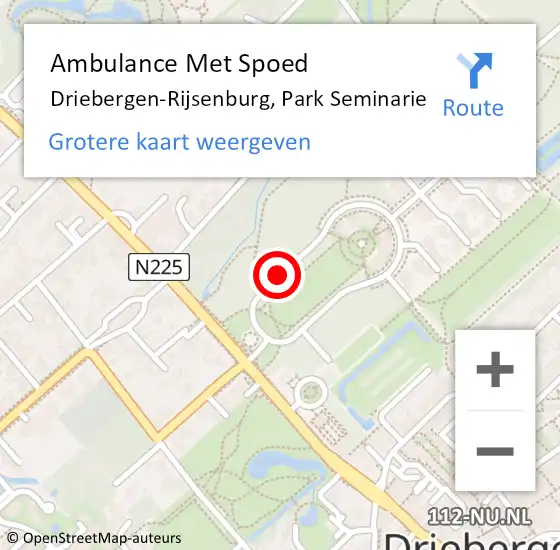 Locatie op kaart van de 112 melding: Ambulance Met Spoed Naar Driebergen-Rijsenburg, Park Seminarie op 16 oktober 2017 15:15