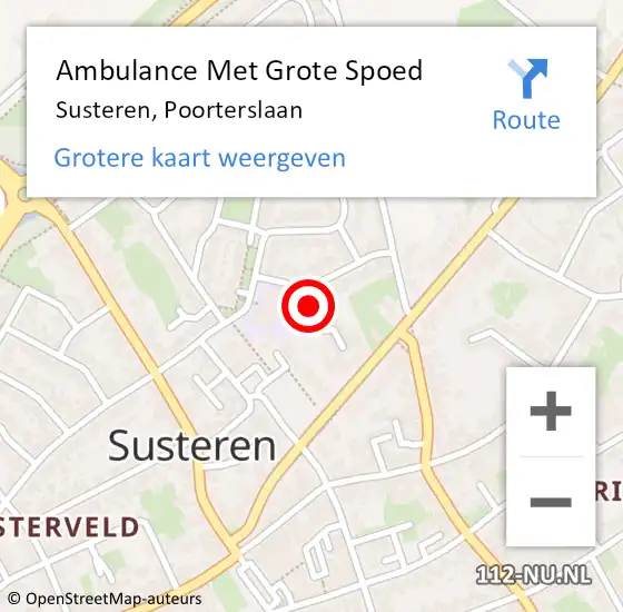Locatie op kaart van de 112 melding: Ambulance Met Grote Spoed Naar Susteren, Poorterslaan op 4 februari 2014 11:32