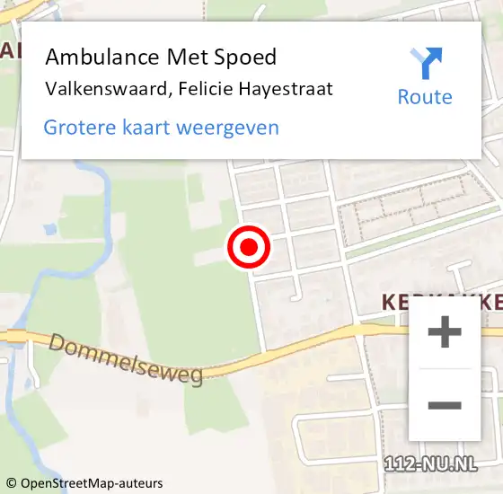 Locatie op kaart van de 112 melding: Ambulance Met Spoed Naar Valkenswaard, Felicie Hayestraat op 16 oktober 2017 15:37