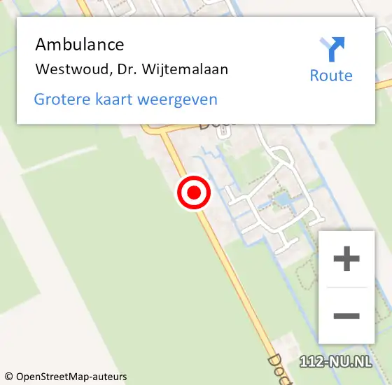 Locatie op kaart van de 112 melding: Ambulance Westwoud, Dr. Wijtemalaan op 16 oktober 2017 15:44