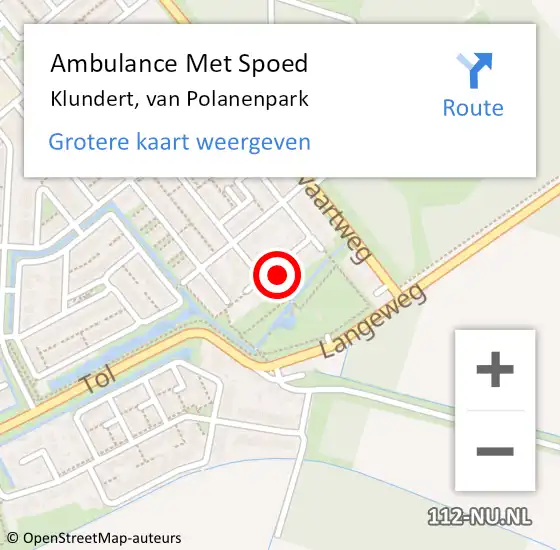 Locatie op kaart van de 112 melding: Ambulance Met Spoed Naar Klundert, van Polanenpark op 16 oktober 2017 15:47