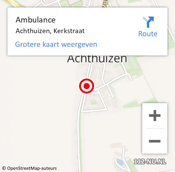 Locatie op kaart van de 112 melding: Ambulance Achthuizen, Kerkstraat op 16 oktober 2017 15:58