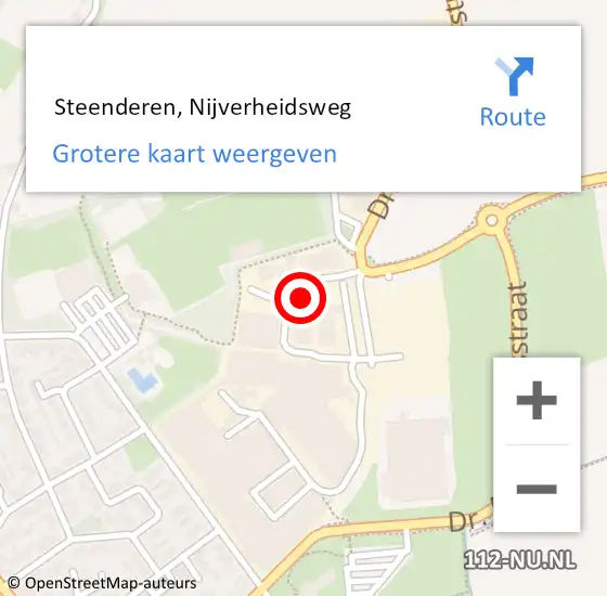 Locatie op kaart van de 112 melding:  Steenderen, Nijverheidsweg op 16 oktober 2017 16:18