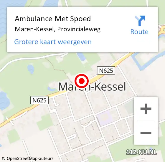 Locatie op kaart van de 112 melding: Ambulance Met Spoed Naar Maren-Kessel, Provincialeweg op 16 oktober 2017 16:32