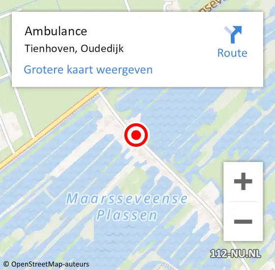 Locatie op kaart van de 112 melding: Ambulance Tienhoven, Oudedijk op 16 oktober 2017 16:53