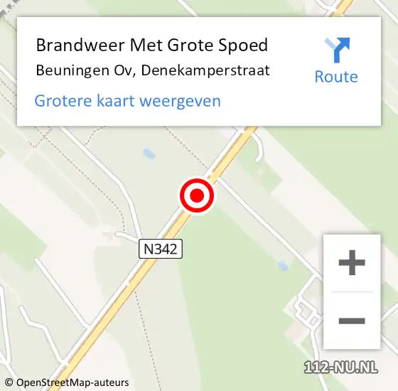 Locatie op kaart van de 112 melding: Brandweer Met Grote Spoed Naar Beuningen Ov, Denekamperstraat op 16 oktober 2017 17:45